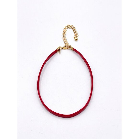 VTG Kenneth Jay Lane Red Choker Necklace Gold Tone Slim Collar Minimalist - Picture 7 of 7